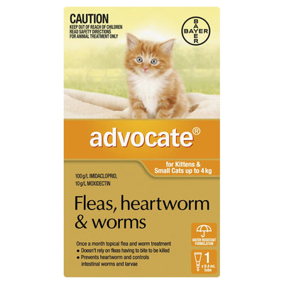 Advocate Fleas, Heartworm & Worms For Kittens & Small Cats Up To 4kg - Just For Pets Australia