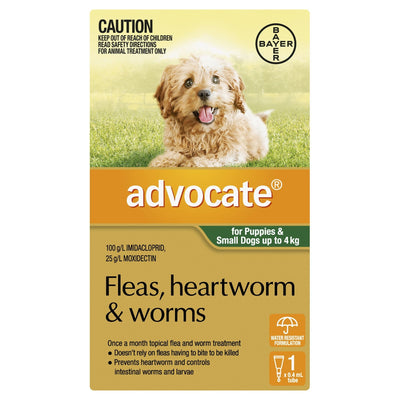 Advocate Fleas, Heartworm & Worms For Puppies & Small Dogs Up To 4kg - Just For Pets Australia