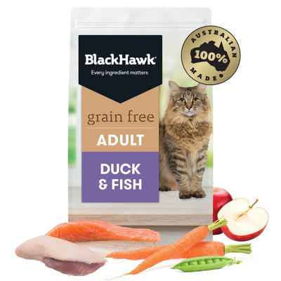 Black Hawk Grain Free Adult Cat Duck & Fish Dry Food - Just For Pets Australia