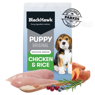 Black Hawk Original Chicken & Rice Medium Breed Puppy - Just For Pets Australia
