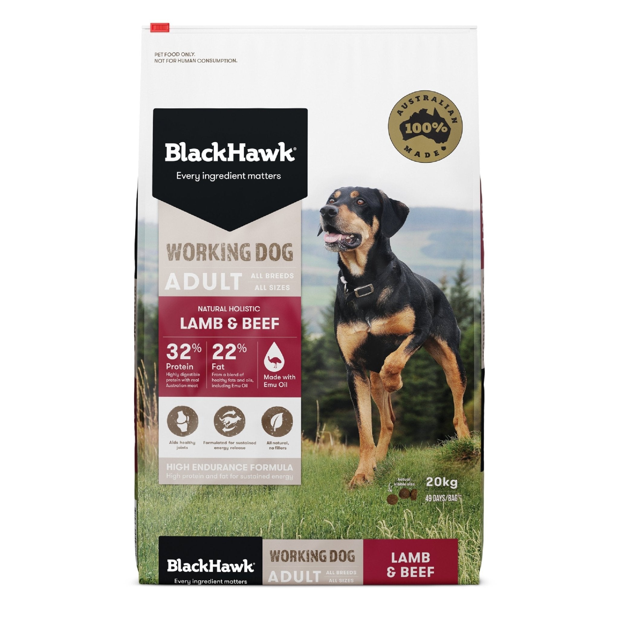 Black Hawk Working Dog Lamb & Beef Dry Food 20kg
