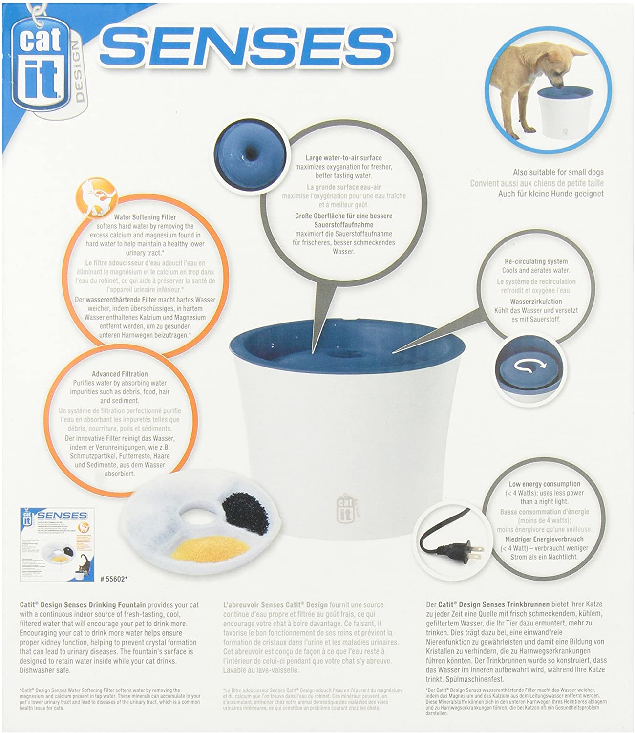 Catit Senses Drinking Fountain 3L with Water Softening Filter
