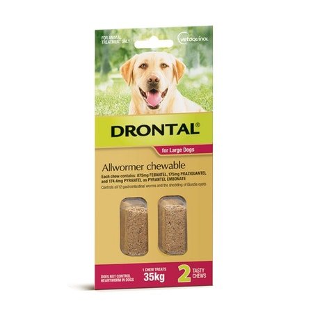 Drontal Allwormer Chewable Large Dog up to 35kg 2 pack
