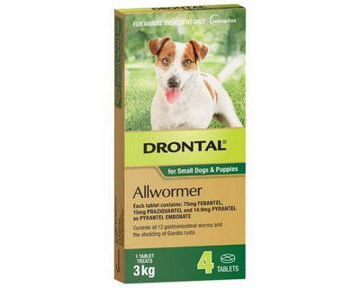 Drontal Allwormer Tablet Puppy & Small Dog up to 3kg 4 Pack - Just For Pets Australia