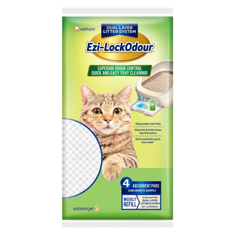 EZI-LOCKODOUR ABSORBANT CAT PADS - 4 ABSORBANT PADS