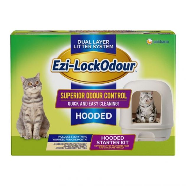 EZI-LOCKODOUR DUAL LAYER CAT LITTER SYSTEM HOODED