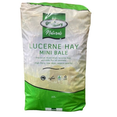 Green Valley Naturals Mini Lucerne Bale 22Ltr - Just For Pets Australia