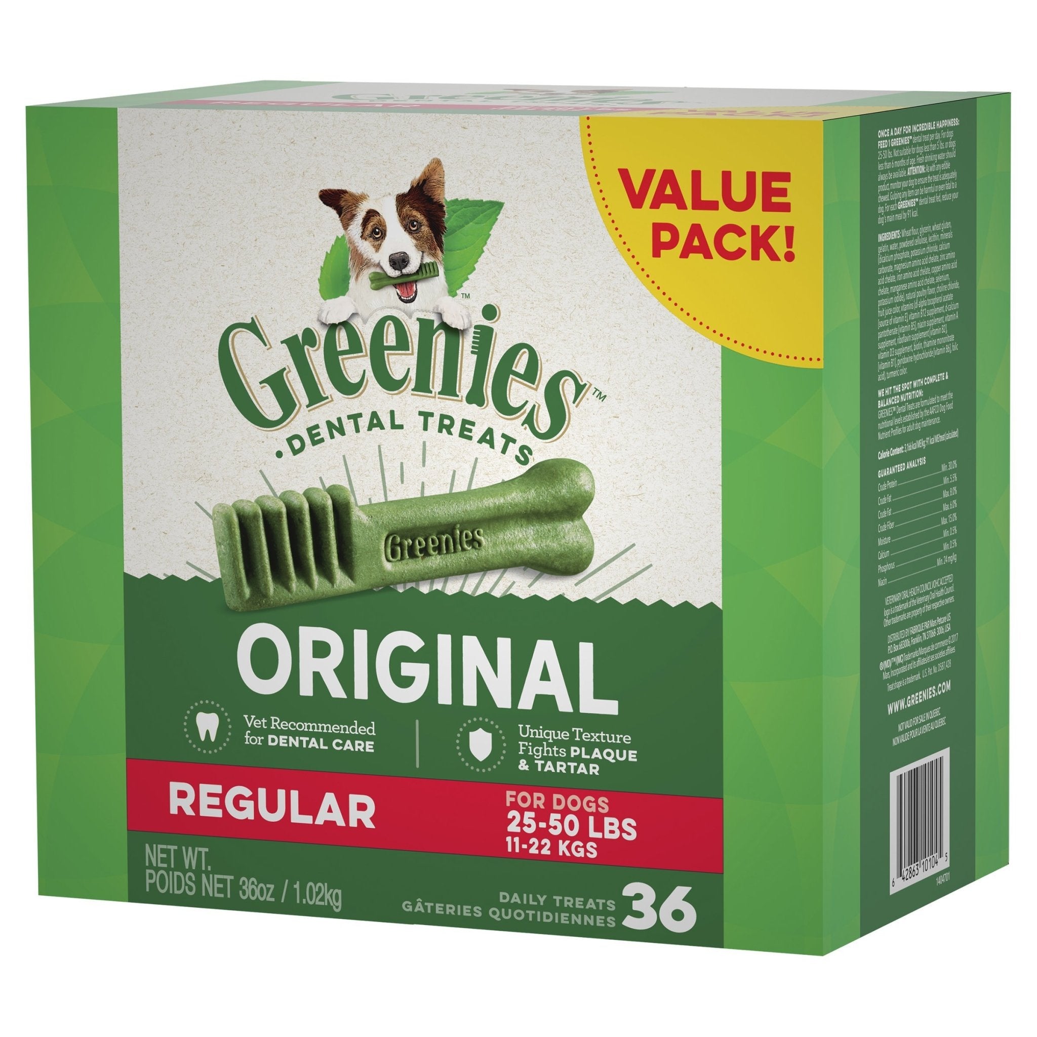 GREENIES™ Original Regular Dental Dog Treat 36 Value Pack 1.02kg