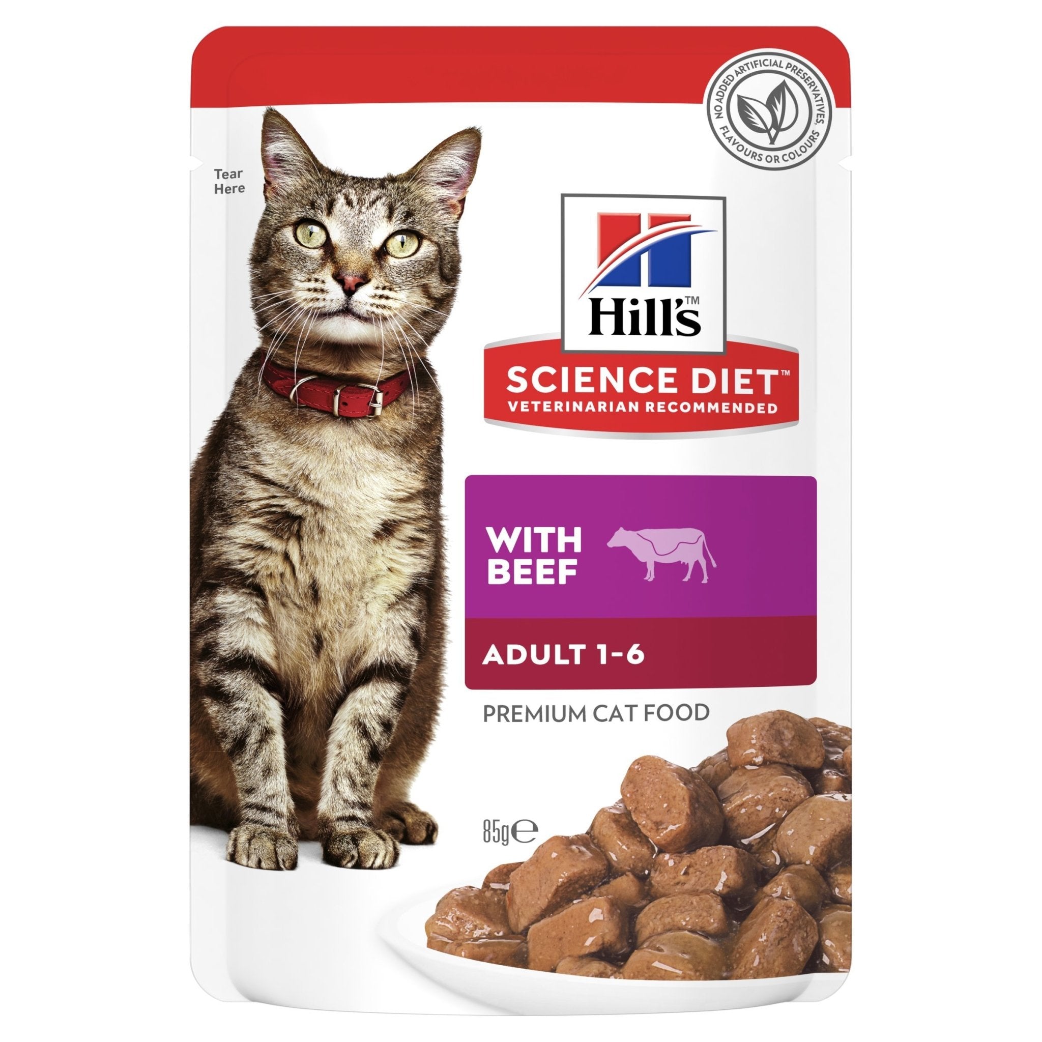 Hill's Science Diet Adult Beef Cat Food Pouches 12x85g