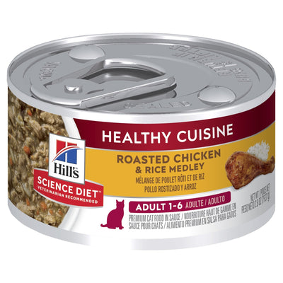 Hill's Science Diet Adult Healthy Cuisine Chicken & Rice Medley Canned Cat Food, 79g, 24 Pack - Just For Pets Australia