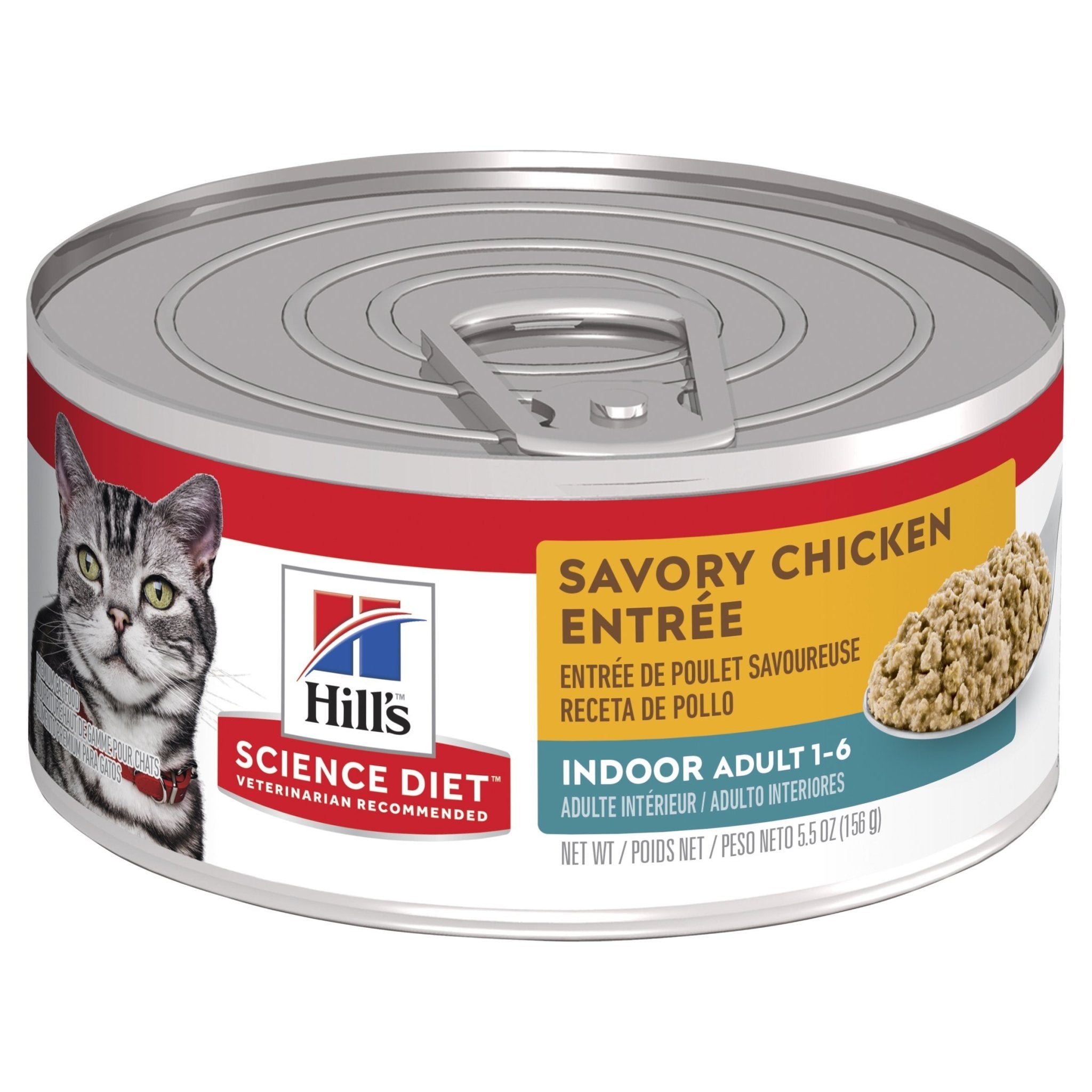 Hill's Science Diet Adult Indoor Savory Chicken Entrée Canned Cat Food, 156g, 24 Pack