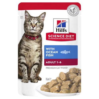 Hill's Science Diet Adult Ocean Fish Pouches Cat Food 85g - Just For Pets Australia