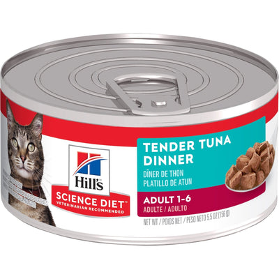 Hill's Science Diet Adult Tender Tuna Dinner Canned Cat Food, 156g, 24 Pack - Just For Pets Australia