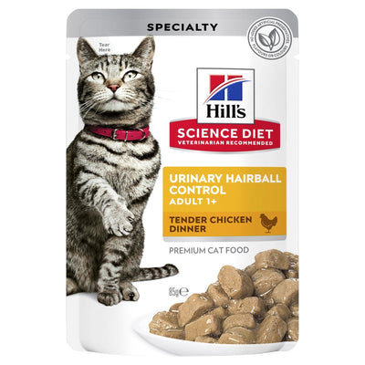 Hill's Science Diet Adult Urinary Hairball Control Chicken Cat Food Pouches 85g - Just For Pets Australia
