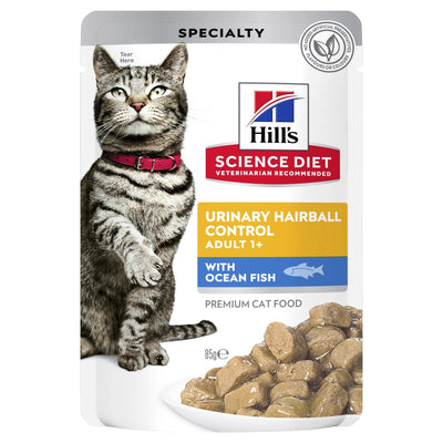 Hill's Science Diet Adult Urinary Hairball Control Ocean Fish Cat Food Pouches 85g - Just For Pets Australia