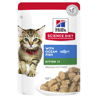 Hill's Science Diet Kitten Ocean Fish Pouches Cat Food 85g - Just For Pets Australia