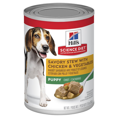 Hill's Science Diet Puppy Savory Stew Chicken & Vegetables Canned Dog Food, 363g, 12 Pack - Just For Pets Australia