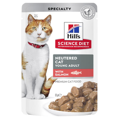 Hill's Science Diet Young Adult Neutered Cat Salmon Cat Food Pouches 85g - Just For Pets Australia