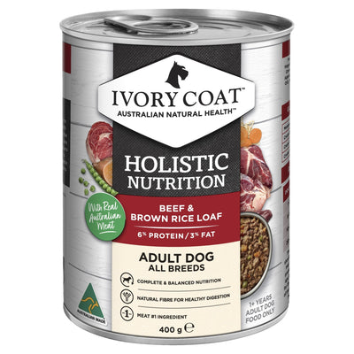 Ivory Coat Beef & Brown Rice Loaf Wet Dog Food 12x400g - Just For Pets Australia