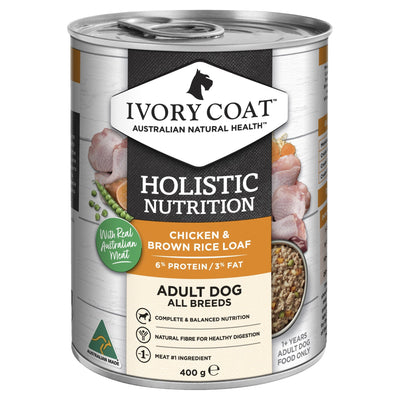 Ivory Coat Chicken & Brown Rice Loaf Wet Dog Food 12x400g - Just For Pets Australia
