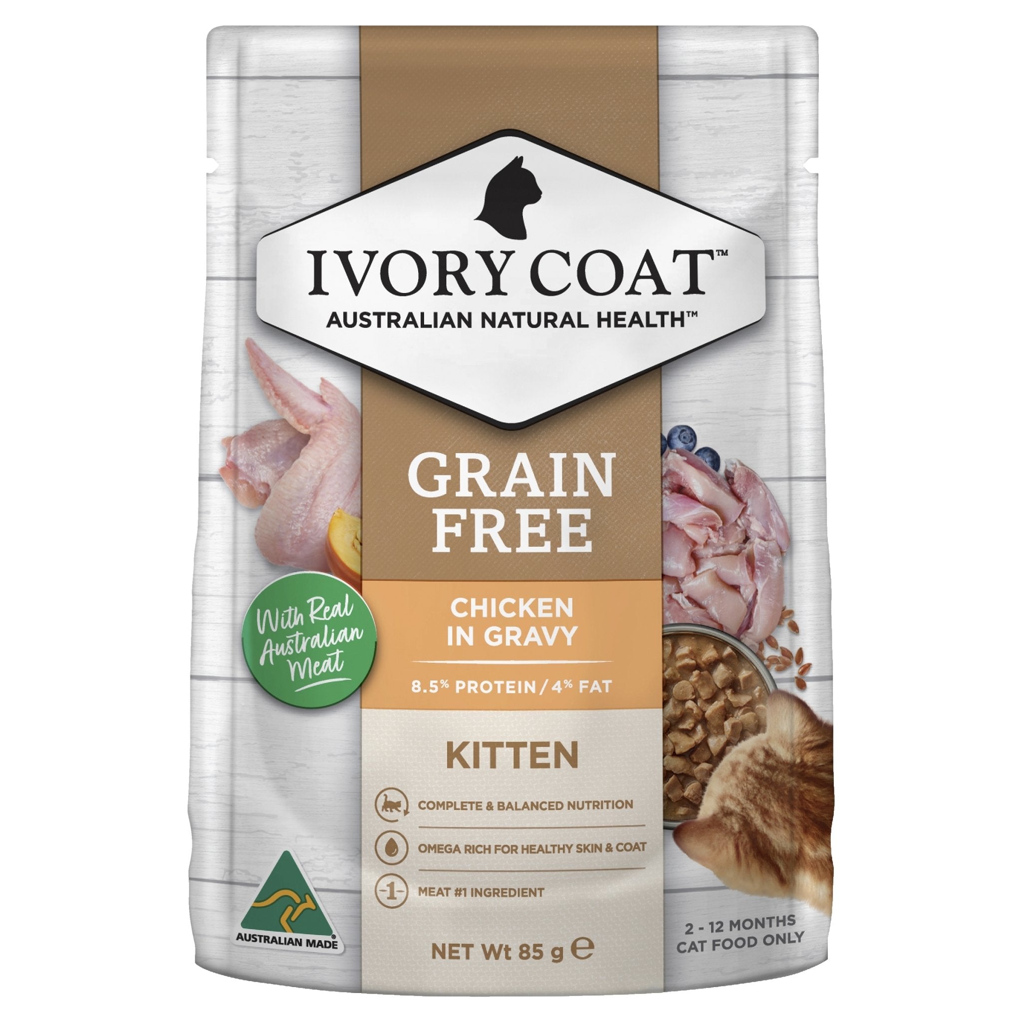 Ivory Coat Grain Free Chicken in Gravy Wet Kitten Food, 12x85g