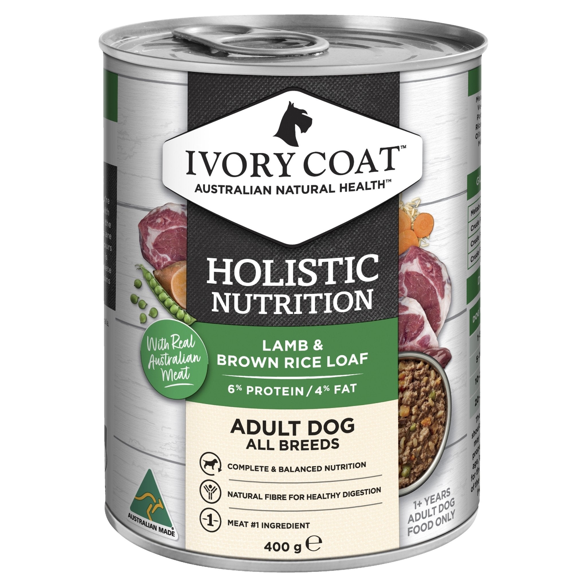 Ivory Coat Lamb & Brown Rice Loaf Wet Dog Food 12x400g