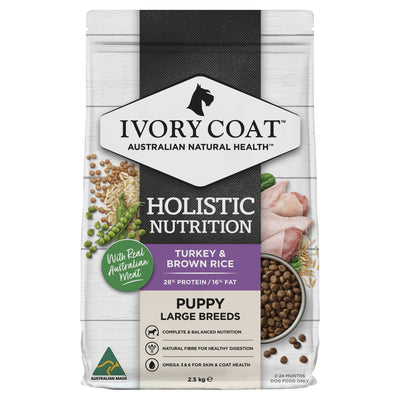 Ivory Coat Turkey & Brown Rice Puppy Large Breed Dry Dog Food - Just For Pets Australia