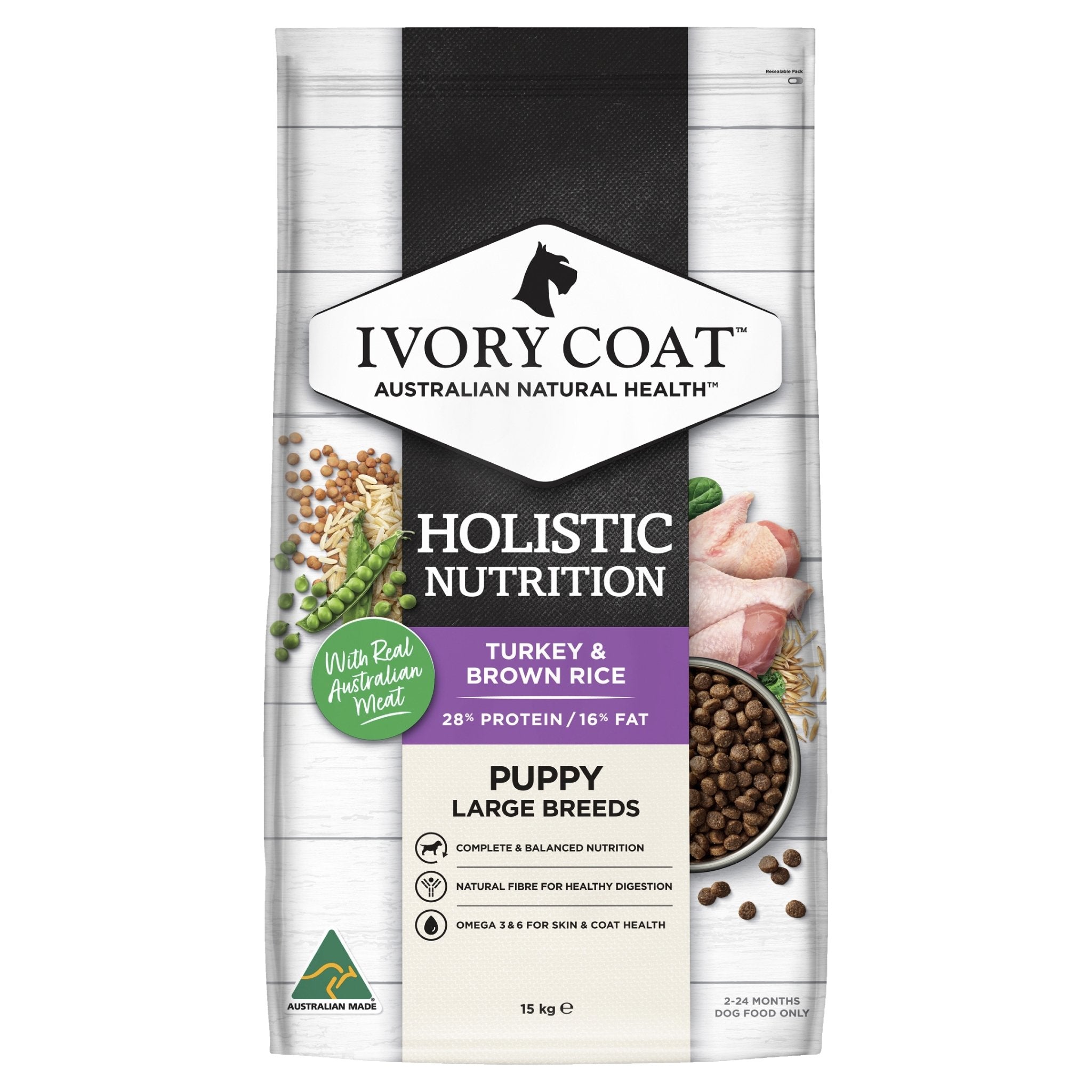 Ivory Coat Turkey & Brown Rice Puppy Large Breed Dry Dog Food