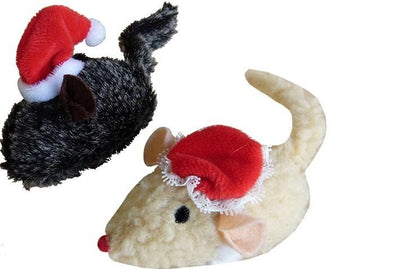 K9 Homes Christmas Sherpa Mice with hats 2pk - Just For Pets Australia