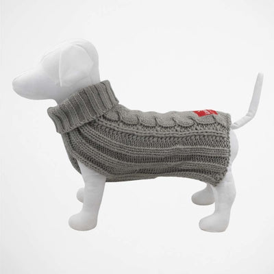Louie Living Cable Knit Sweater - Grey - Just For Pets Australia
