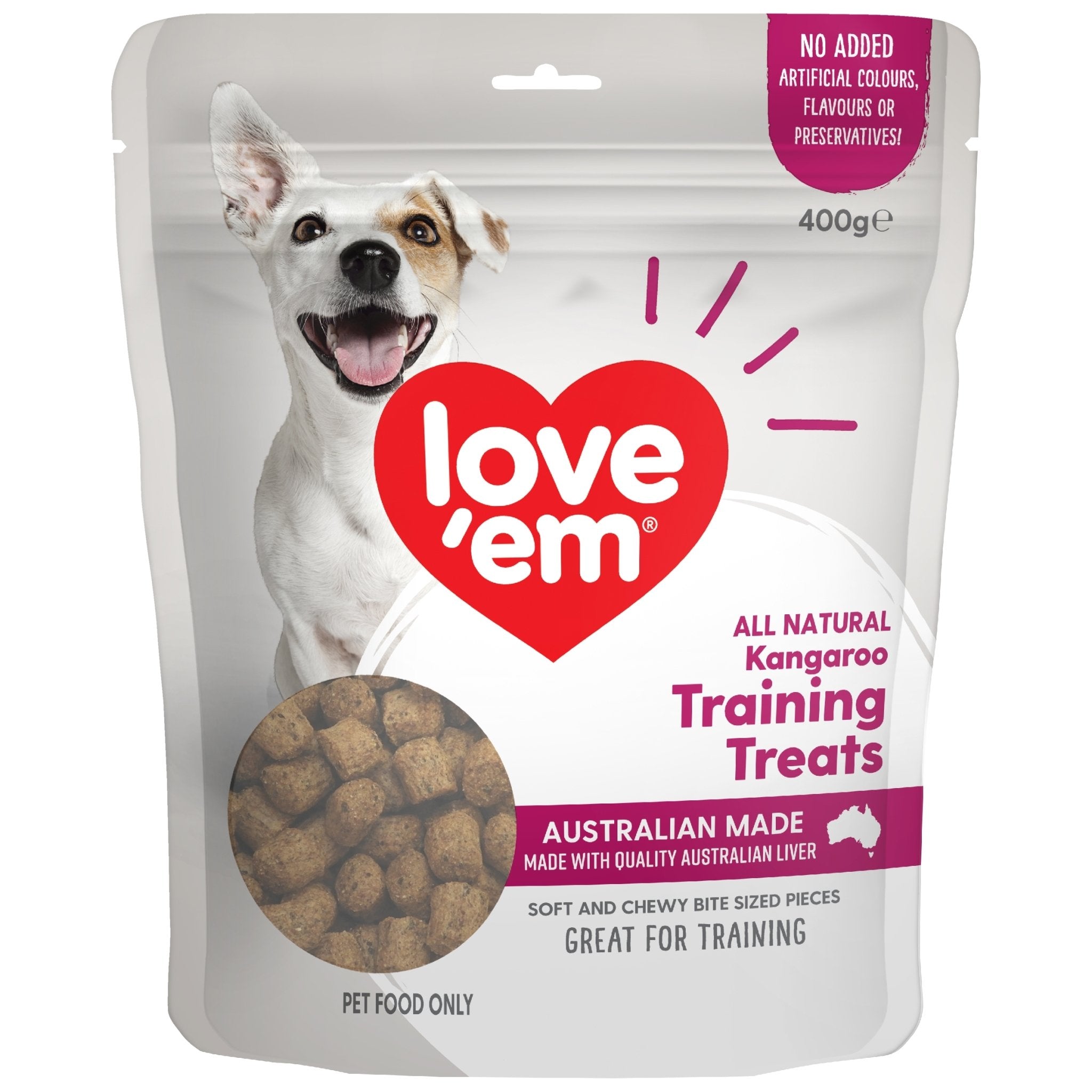 love'em Kangaroo Training Treats Dog Treats 400g