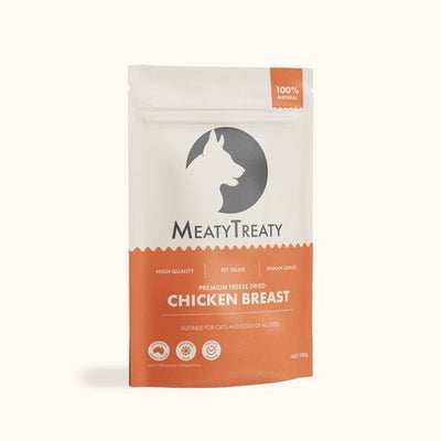 Meaty Treaty Freeze Dried Australian Chicken Breast Cat & Dog Treats 100g - Just For Pets Australia