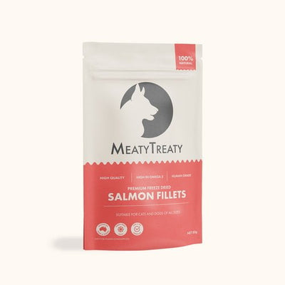 Meaty Treaty Freeze Dried Australian Salmon Fillet Cat & Dog Treats 80g - Just For Pets Australia