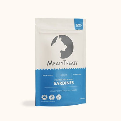 Meaty Treaty Freeze Dried Australian Whole Sardines Cat & Dog Treats 100g - Just For Pets Australia