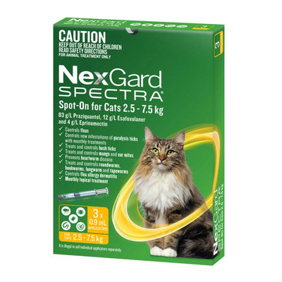 NexGard Spectra Spot on For Cats 2.5kg - 7.5kg - Just For Pets Australia