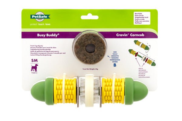 PetSafe® Busy Buddy® Cravin’ Corncob Treat Ring Dog Toy, Small/Medium