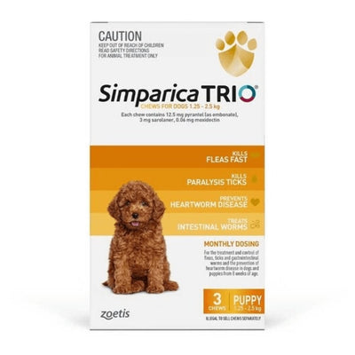 Simparica Trio 1.3kg - 2.5kg 3 Pack - Just For Pets Australia