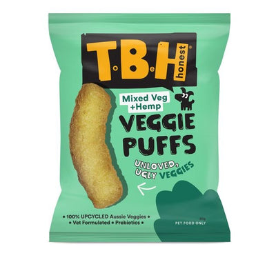 TBH Veggie Puffs with Mixed Vegtables + Hemp Dog Treats 80g - Just For Pets Australia