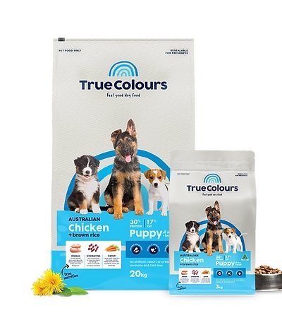 True Colours Australian Chicken + Brown Rice Puppy - Just For Pets Australia