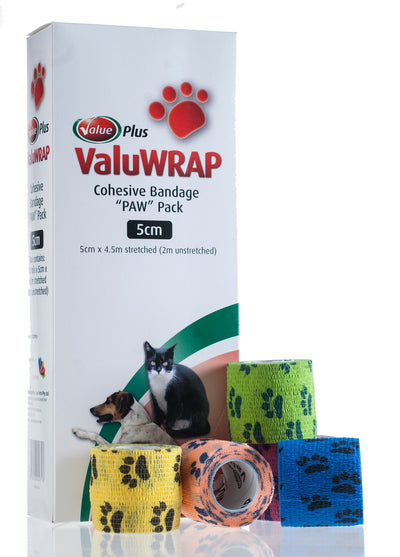 ValuWRAP Cohesive Bandage Paw Pattern 10 pack - Just For Pets Australia